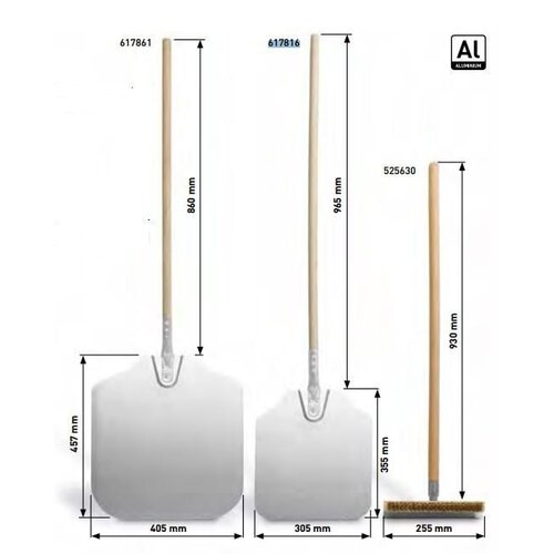 Hendi Aluminium Pizza Peel 305x355x1320 mm, Rectangular with Wooden Handle - Copy