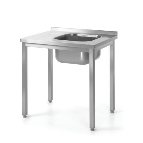 INOXI Stół ze zlewem bez półki - komora po prawej stronie | 800x600 mm, skręcany INOXI Stół ze zlewem bez półki - komora po prawej stronie | 800x600 mm, skręcany