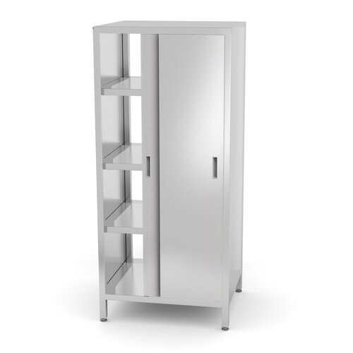 INOXI Szafa przelotowa ze stali nierdzewnej z drzwiami suwanymi o wymiarach 800x700x(h)1800 mm, skręcany INOXI Szafa przelotowa ze stali nierdzewnej z drzwiami suwanymi o wymiarach 800x700x(h)1800 mm, skręcany