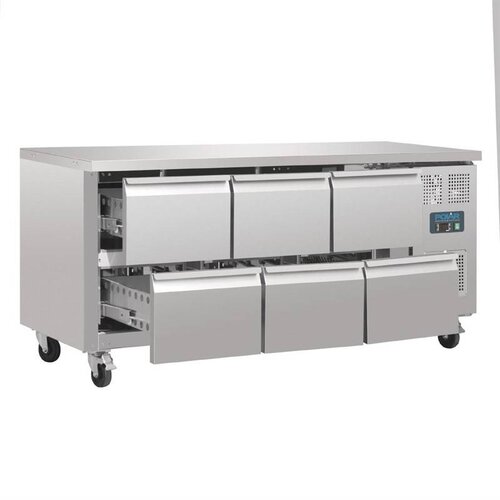 Polar Refrigeration Stół chłodniczy z 6 szufladami 465 L, GN 1/1, od -2 °C do 8 °C, agregat boczny Polar Refrigeration Stół chłodniczy z 6 szufladami 465 L, GN 1/1, od -2 °C do 8 °C, agregat boczny