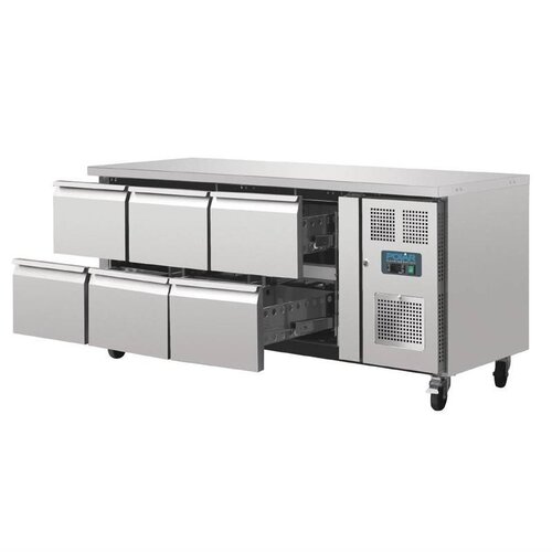 Polar Refrigeration Stół chłodniczy z 6 szufladami 465 L, GN 1/1, od -2 °C do 8 °C, agregat boczny Polar Refrigeration Stół chłodniczy z 6 szufladami 465 L, GN 1/1, od -2 °C do 8 °C, agregat boczny