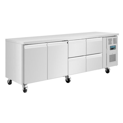 Polar Refrigeration Stół chłodniczy z 2 drzwiami i 4 szufladami 616L, od -2 do 8°C, Polar U-Series UA104, 700x2230x(h)860 mm, agregat boczny Polar Refrigeration Stół chłodniczy z 2 drzwiami i 4 szufladami 616L, od -2 do 8°C, Polar U-Series UA104, 700x2230x(h)860 mm, agregat boczny