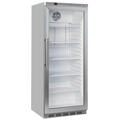 Diverso Szafa chłodnicza przeszklona 600 L, od 3 do 10°C, ze stali nierdzewnej, Diverso WR-PG61-XG, 780x768x(h)1890 mm, agregat dolny