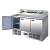 Polar Refrigeration  3-doors Salad Prep Table 8x GN 1/4 with Top Unit, 390 L, 2 °C to 8 °C, Bottom-Mounted Compressor - Copy