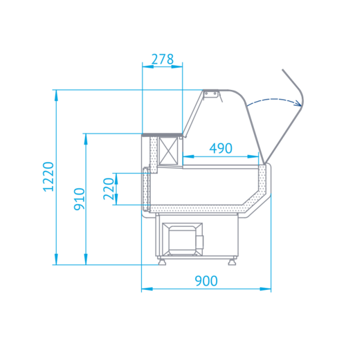 Rapa Lada chłodnicza, szyba gięta od 1 do 10 °C, 790x900x(h)1220 mm z oświetleniem LED - nabiałowe Rapa Lada chłodnicza, szyba gięta od 1 do 10 °C, 790x900x(h)1220 mm z oświetleniem LED - nabiałowe