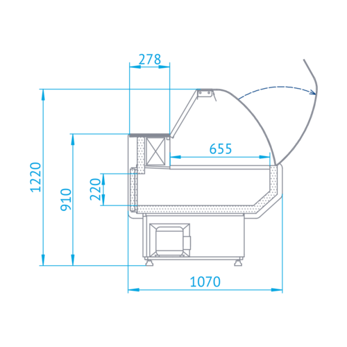 Rapa Lada chłodnicza, szyba gięta od 1 do 10 °C, 790x900x(h)1220 mm z oświetleniem LED - nabiałowe Rapa Lada chłodnicza, szyba gięta od 1 do 10 °C, 790x900x(h)1220 mm z oświetleniem LED - nabiałowe