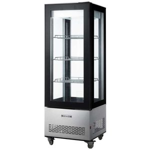 Saro Refrigerated Display Square, 400 L, from 0°C to 10°C, Stationary with Circulation, Black-Silver Saro Refrigerated Display Square, 400 L, from 0°C to 10°C, Stationary with Circulation, Black-Silver