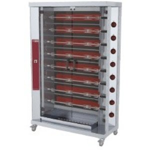 Diamond Rożen elektryczny witroceramiczny z 8 rusztami, 48 kurczaków, 38,4 kW, 400-230V, jezdny Diamond Rożen elektryczny witroceramiczny z 8 rusztami, 48 kurczaków, 38,4 kW, 400-230V, jezdny