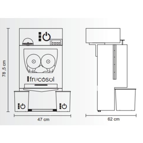 Frucosol Orange Juicer, Capacity 12 kg 20-25 Oranges/min, 460W, with Automatic Feed and Digital Programmer Frucosol Orange Juicer, Capacity 12 kg 20-25 Oranges/min, 460W, with Automatic Feed and Digital Programmer