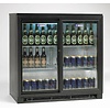 Diamond Double Sliding Doors Back Bar Cooler 191 L, from 2 °C to 10 °C, Black