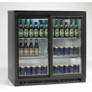 Diamond Double Sliding Doors Back Bar Cooler 191 L, from 2 °C to 10 °C, Black Diamond Double Sliding Doors Back Bar Cooler 191 L, from 2 °C to 10 °C, Black