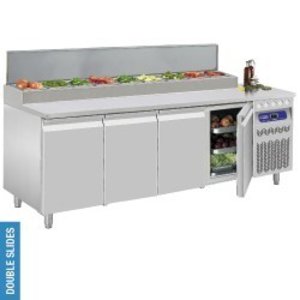 Diamond 4-doors Salad Prep Table 10x 1/6 GN with Top Unit, 550 L, -2 °C to 8 °C, Side-Mounted Compressor Diamond 4-doors Salad Prep Table 10x 1/6 GN with Top Unit, 550 L, -2 °C to 8 °C, Side-Mounted Compressor