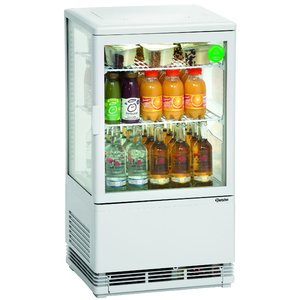 Bartscher Witryna chłodnicza kwadratowa, 58 L, od 2°C do 12°C, nastawna, biała Bartscher Witryna chłodnicza kwadratowa, 58 L, od 2°C do 12°C, nastawna, biała