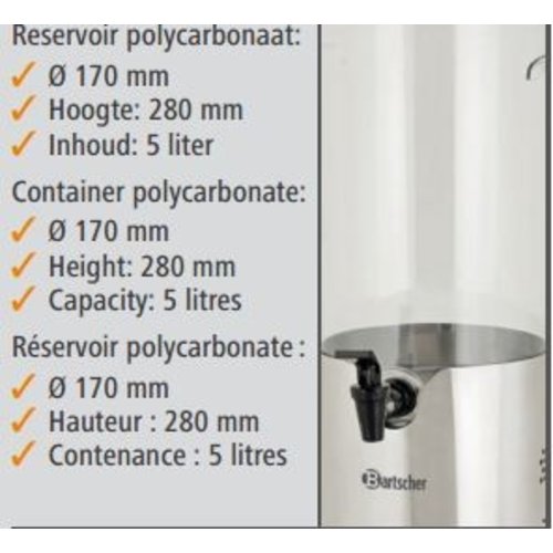 Bartscher Dyspenser do napojów 5 l z podstawą