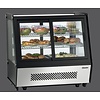 Bartscher Refrigerated Display Rectangular, 120 L, from 2°C to 12°C, Countertop with Sliding Doors, Black-Silver Bartscher Refrigerated Display Rectangular, 120 L, from 2°C to 12°C, Countertop with Sliding Doors, Black-Silver