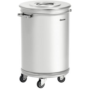 Bartscher 56 L Round Stainless Steel Wheelie Bins, Lift Lid Bartscher 56 L Round Stainless Steel Wheelie Bins, Lift Lid