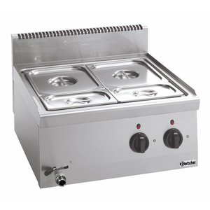Bartscher Bemar elektryczny 1-komorowy, GN 1/1 + 2 x GN 1/4, nastawny z kranem spustowym, 2,8 kW Bartscher Bemar elektryczny 1-komorowy, GN 1/1 + 2 x GN 1/4, nastawny z kranem spustowym, 2,8 kW