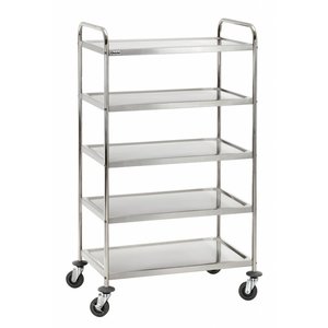 Bartscher Nickel-Chrome Steel 5 Tier Service Trolley 1540 x 600 x 920 mm Bartscher Nickel-Chrome Steel 5 Tier Service Trolley 1540 x 600 x 920 mm