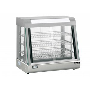 Bartscher Countertop Heating Display 110 L, 3-Level, 1,84 kW, from 30 to 90 °C, with Slanted Glass, Grey