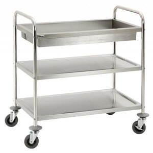 Bartscher Nickel-Chrome Steel 3 Tier Service Trolley 945 x 600 x 920 mm