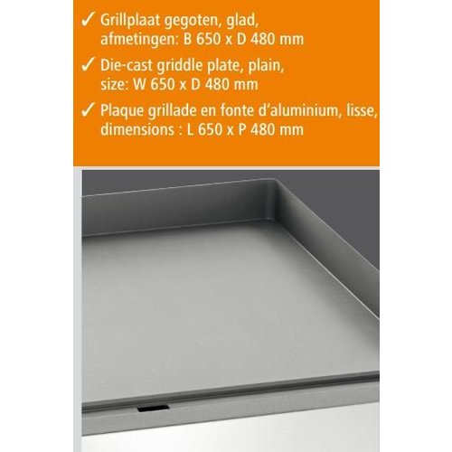 Bartscher Elektryczna płyta grillowa 650 x 480 mm, gładka, 2 strefy grzewcze, 6 kW, 400V, nastawna Bartscher Elektryczna płyta grillowa 650 x 480 mm, gładka, 2 strefy grzewcze, 6 kW, 400V, nastawna