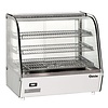 Bartscher Countertop Heating Display 120 L, 3-Level, 1,10 kW, from 30 to 90 °C, with Bent Glass, Silver, Sliding Doors