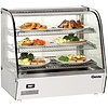Bartscher Countertop Heating Display 120 L, 3-Level, 1,10 kW, from 30 to 90 °C, with Bent Glass, Silver, Sliding Doors