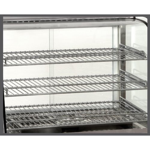Bartscher Nablatowa witryna grzewcza 120 L, 3-poziomowa, 1,10 kW, od 30 do 90 °C, z szybą giętą, srebrna, drwi przesuwne Bartscher Nablatowa witryna grzewcza 120 L, 3-poziomowa, 1,10 kW, od 30 do 90 °C, z szybą giętą, srebrna, drwi przesuwne