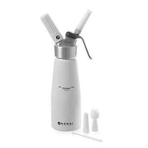 Hendi Whipped Cream Dispenser 0,5 L, White (with 3 Different Nozzles and Cleaning Brush)