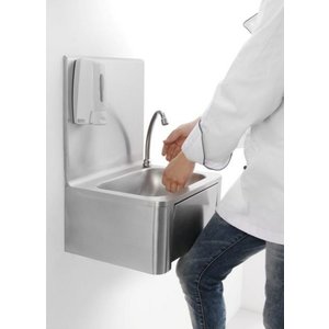 XXLselect Kitchen Knee Operated Wash Basin, 320x400x(h)200 mm with Soap Dispenser and Back Panel XXLselect Kitchen Knee Operated Wash Basin, 320x400x(h)200 mm with Soap Dispenser and Back Panel