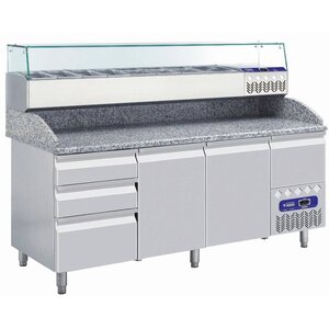 Diamond Top unit for storing ingredients 5x 1/3 + 1x 1/2 GN, 170W, from 0 to 8°C with Straight Glass