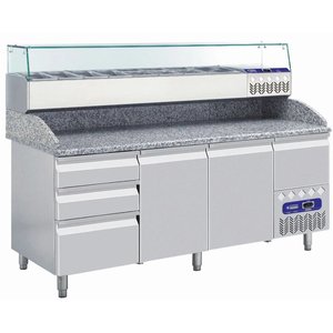 Diamond Top unit for storing ingredients 7x 1/4 GN, 340W, from 2 to 10°C with Sneezeguard