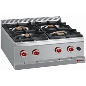 Diamond Countertop Gas Cooker with 4 Burners with Brass Crown, 24080 kcal / h