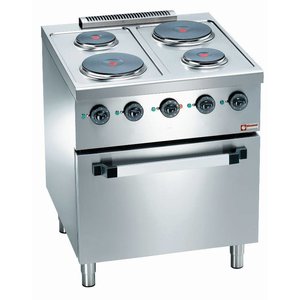 Diamond Electric Cooker with 4 Round Hotplates and Electric Oven GN 2/1, 12,6 kW Diamond Electric Cooker with 4 Round Hotplates and Electric Oven GN 2/1, 12,6 kW
