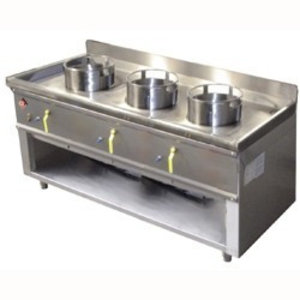 Diamond Gas Wok Cooker with 3 Burners and Open Cupboard, 55305 kcal / h Diamond Gas Wok Cooker with 3 Burners and Open Cupboard, 55305 kcal / h