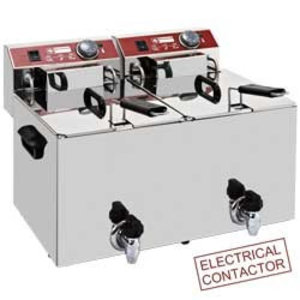 Diamond 2-Tank Countertop Electric Fryer 2 x 10 L, 9 kW with Drain Tap