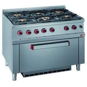 Diamond Gas Cooker with 6 Burners and Gas Oven GN 2/1, 43000 kcal / h Diamond Gas Cooker with 6 Burners and Gas Oven GN 2/1, 43000 kcal / h