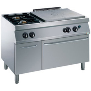 Diamond Gas Cooker with 2 Burners and 1  Hot Plate, Closed Cupboard and Gas Oven GN 2/1, 20640 kcal / h