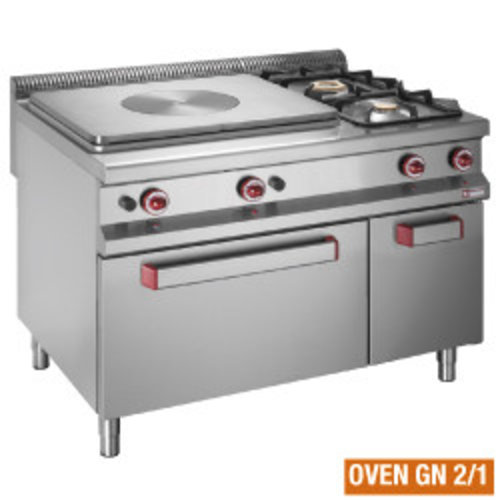 Diamond Gas Cooker with 2 Burners and 1 Hot Plate, Closed Cupboard and Gas Oven GN 2/1, 31820 kcal / h Diamond Gas Cooker with 2 Burners and 1 Hot Plate, Closed Cupboard and Gas Oven GN 2/1, 31820 kcal / h