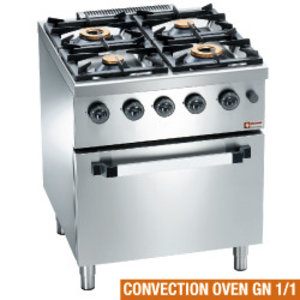 Diamond Kuchnia gazowa z 4 palnikami i piekarnikiem elektrycznym GN 1/1, 26,6 kW Diamond Kuchnia gazowa z 4 palnikami i piekarnikiem elektrycznym GN 1/1, 26,6 kW