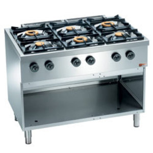 Diamond Kuchnia gazowa z 6 palnikami na podstawie otwartej, 28,5 kW Diamond Kuchnia gazowa z 6 palnikami na podstawie otwartej, 28,5 kW