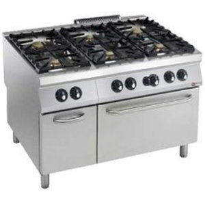 Diamond Gas Cooker with 6 Burners, CupBoard and Gas Oven GN 2/1, 45150 kcal / h