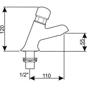 XXLselect Self-Closing Deck-Mounted Basin Faucet with Push-Button, Height 120 mm, Water Connection Thread 1/2'' XXLselect Self-Closing Deck-Mounted Basin Faucet with Push-Button, Height 120 mm, Water Connection Thread 1/2''