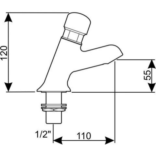 XXLselect Self-Closing Deck-Mounted Basin Faucet with Push-Button, Height 120 mm, Water Connection Thread 1/2'' XXLselect Self-Closing Deck-Mounted Basin Faucet with Push-Button, Height 120 mm, Water Connection Thread 1/2''