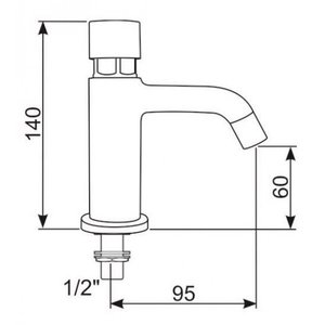 XXLselect Self-Closing Deck-Mounted Basin Faucet with Push-Button, Height 140 mm, Water Connection Thread 1/2'' XXLselect Self-Closing Deck-Mounted Basin Faucet with Push-Button, Height 140 mm, Water Connection Thread 1/2''