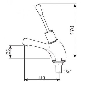 XXLselect Self-Closing Deck-Mounted Basin Faucet with Push-Button, Water Connection Thread 1/2'', Height 170 mm