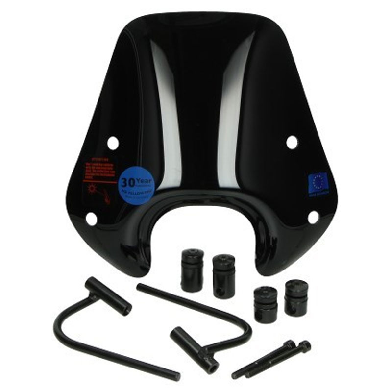 Windscherm Piaggio Zip zwart laag + bevestigingsset (made in EU)