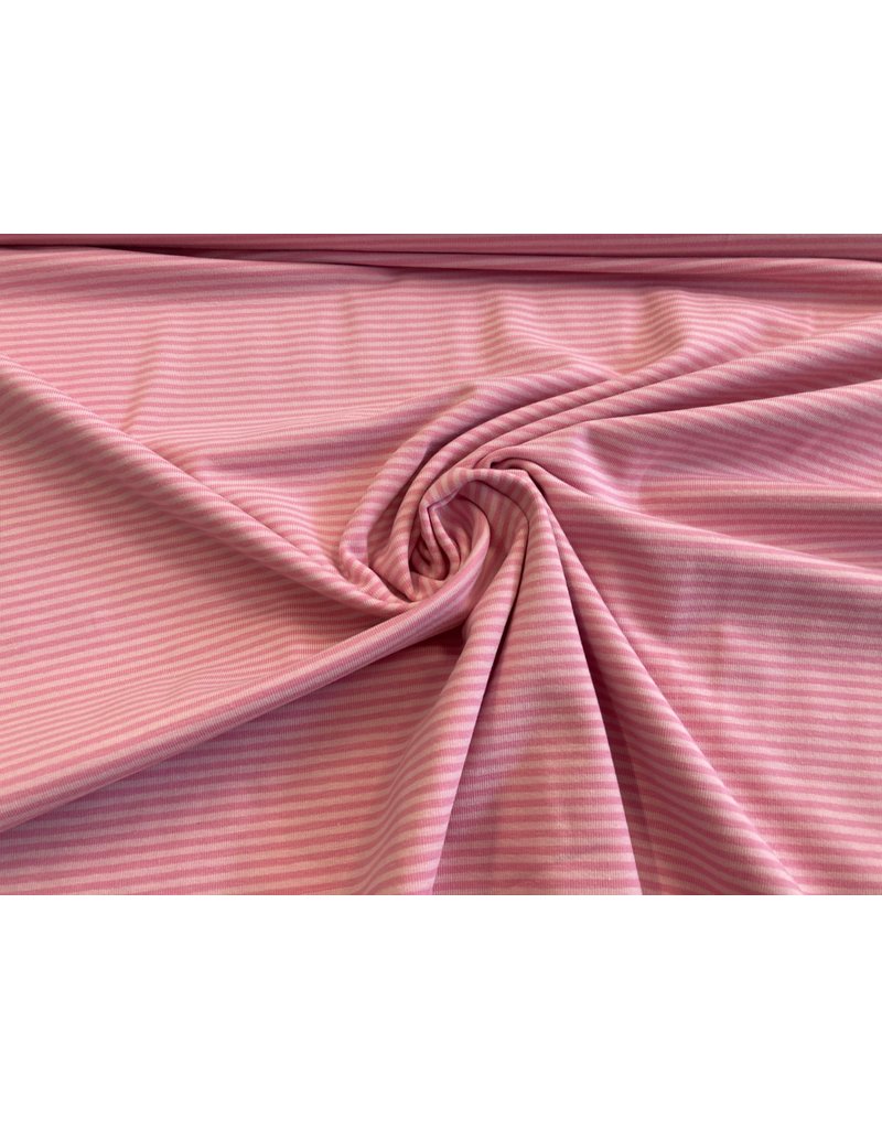 Jersey Motiv Streifen rosa 3mm altrosa 3mm - VE