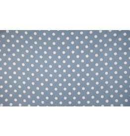 Baumwolle Motiv Punkte Dots 1cm dusty blue weiß