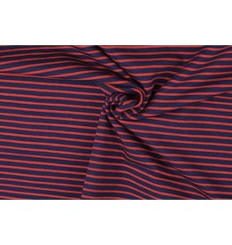 Jersey Motiv Streifen navy ca. 7mm rot 3mm